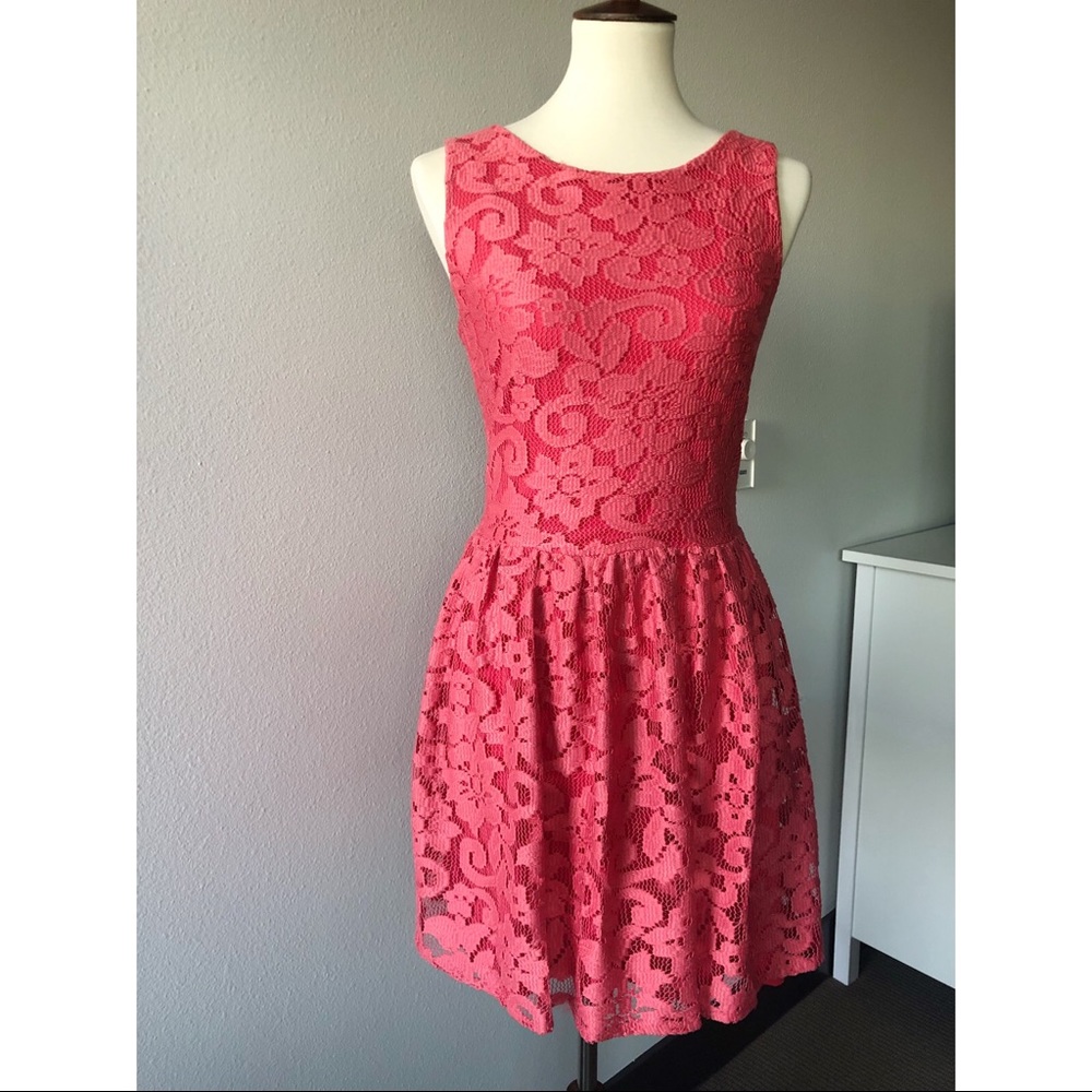 MANGO Coral lace dress